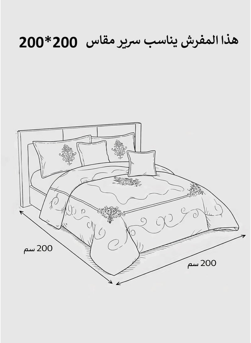 Infinity Luxury Summer Bedding Set for Two – 6 Pieces – Soft Embroidered Comforter 220×240 cm – Fully Fitted Elastic Bedsheet 200×200×30 cm - Image 5